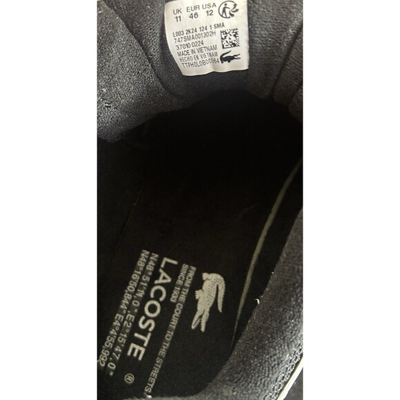 LACOSTE APPAREL L003 2K24 SNEAKERS Trainers Court Men’s Size 12 Black Silver